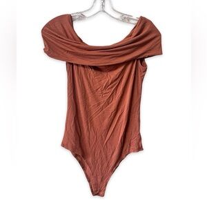 Revolve The Andamane Off the Shoulder Bodysuit Copper Rust Viscose Size Medium